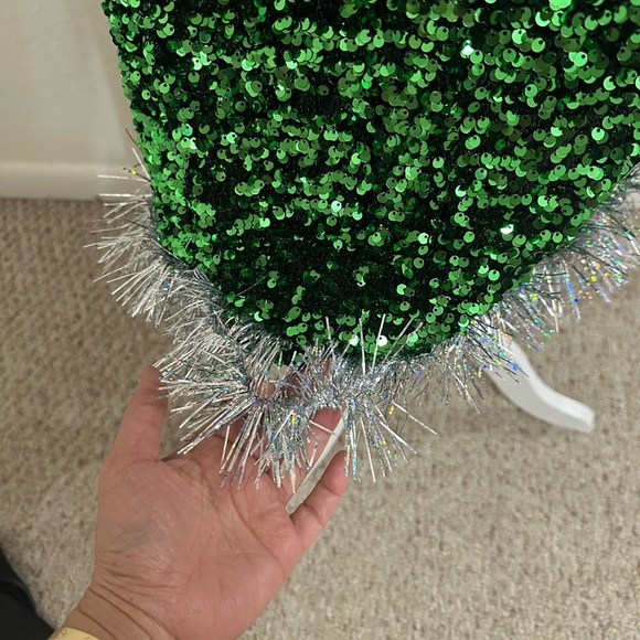 Eyeshadow Green Sequin Dress with Red Accents - Picture 4 of 6